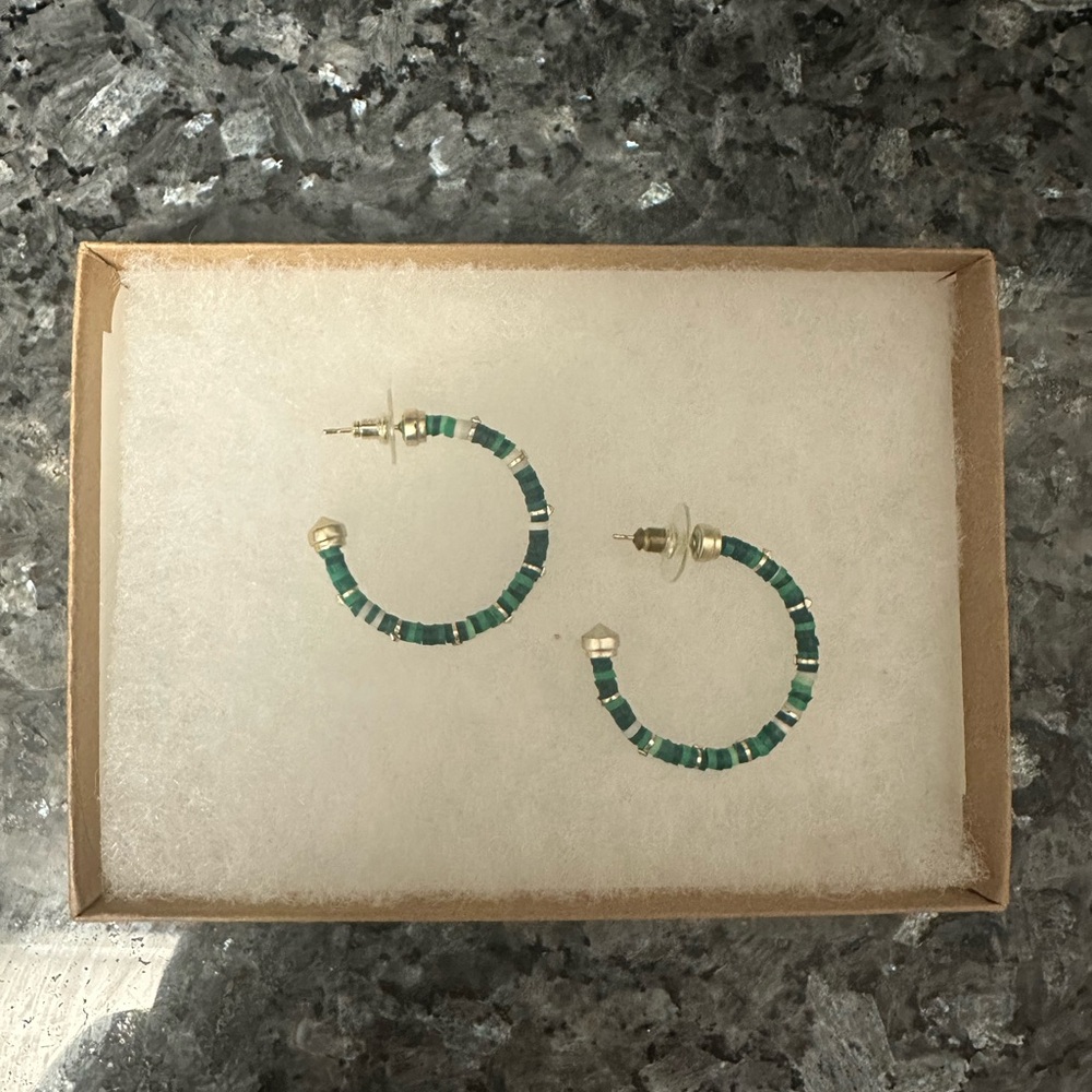Kendra Scott Green Beaded Hoops